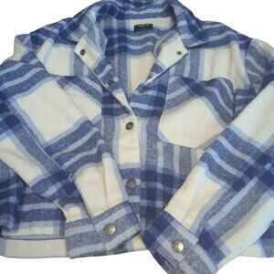 Hurley Plaid cropped shacket womens large